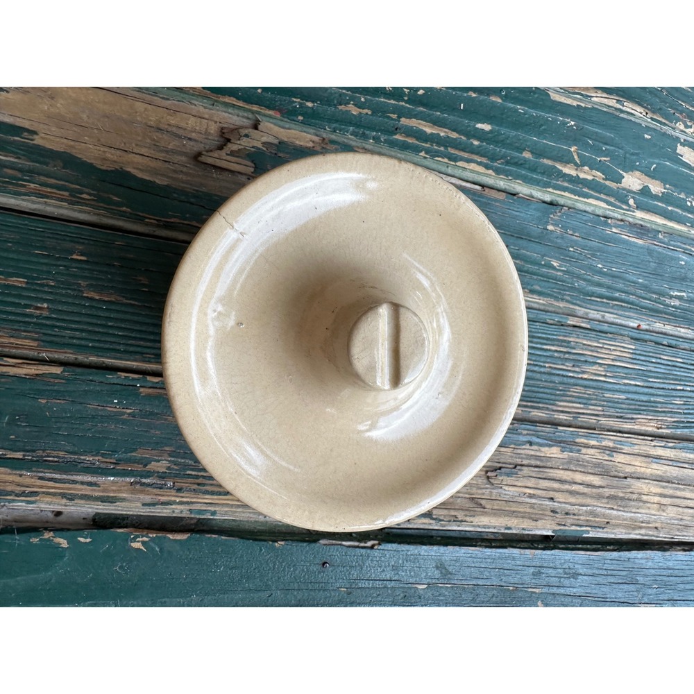 Vintage International Paints Stoneware Crock with Lid and Wire Bail Handle Tan
